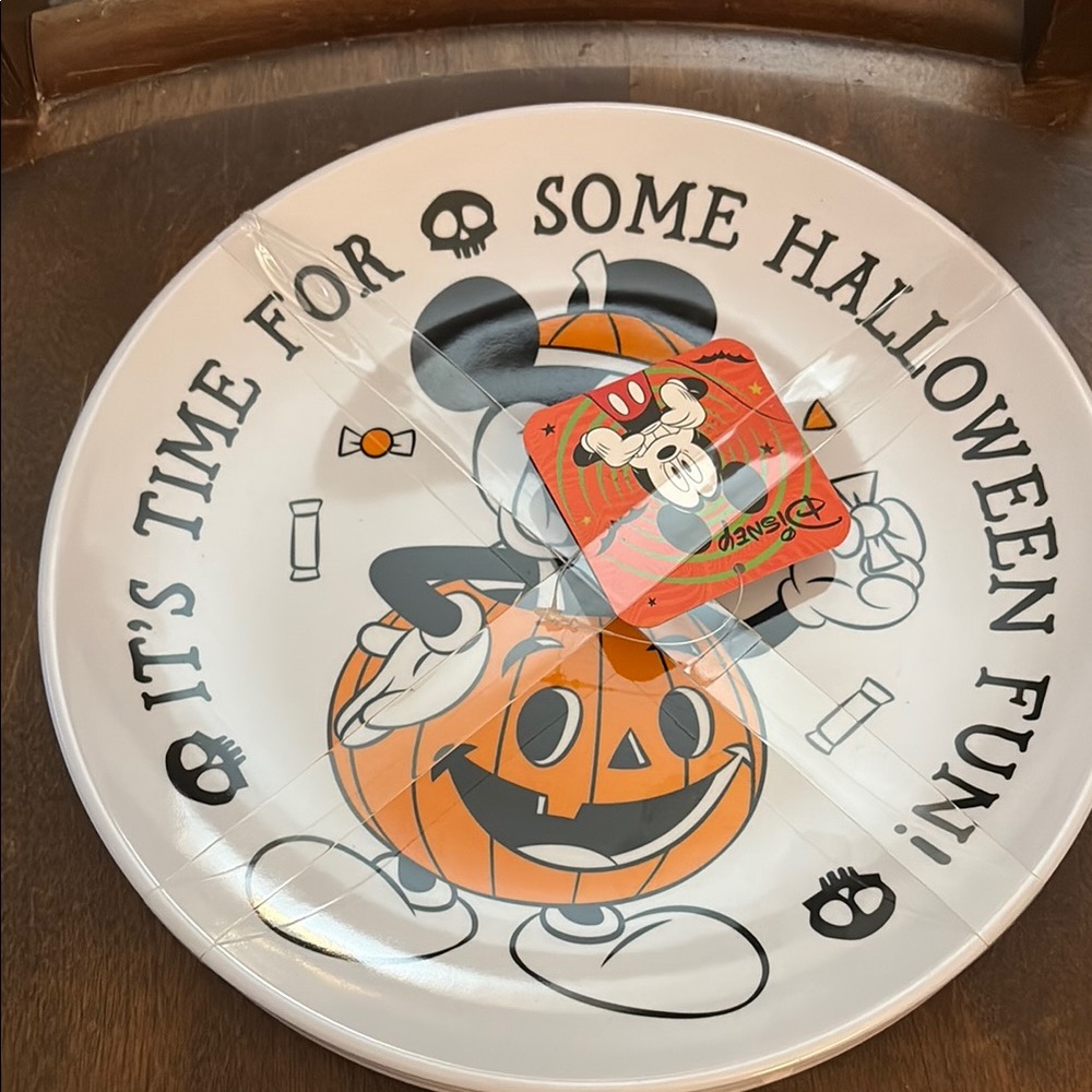 Disney Halloween Mickey Mouse Plate - Black and Orange